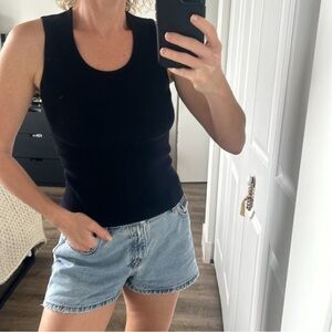 Celine Black Ribbed Tank Top